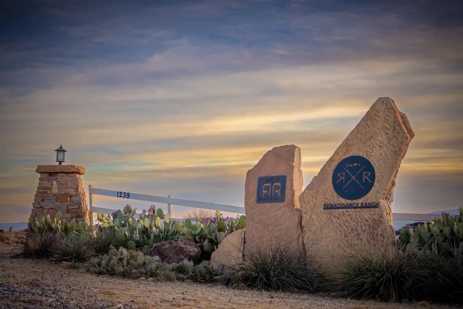 Renaissance Ranch stone entrance sign at the St. George residential property