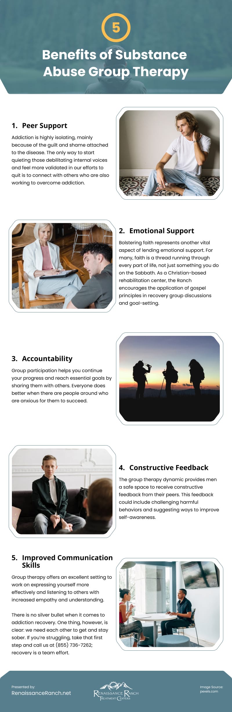 5 Benefits of Substance Abuse Group Therapy Infographic