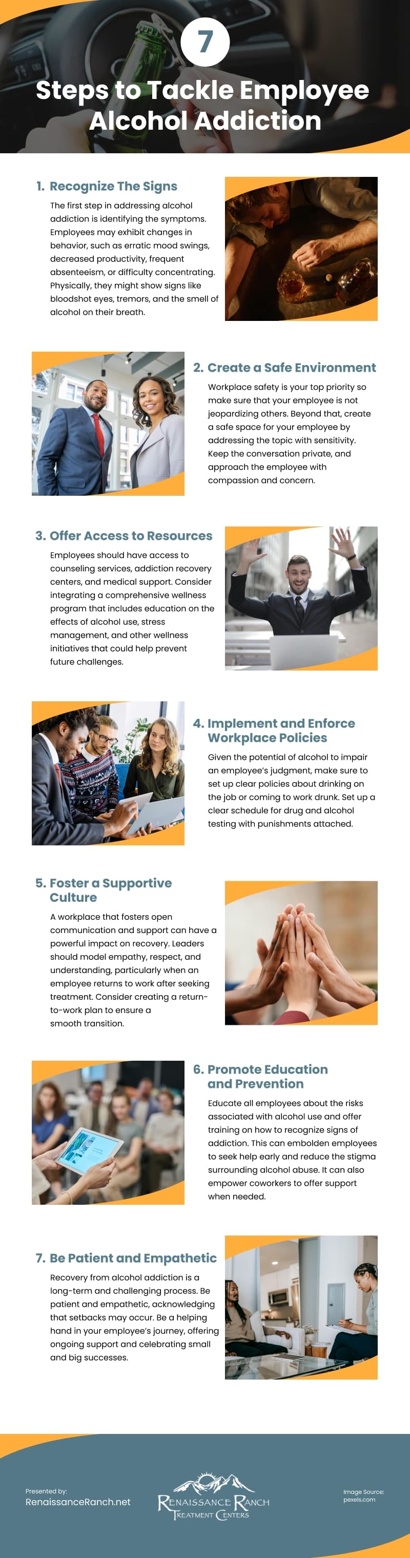 7 Steps to Tackle Employee Alcohol Addiction Infographic