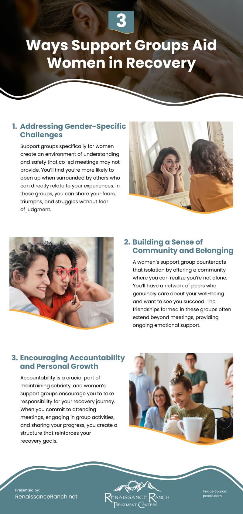 3 Ways Support Groups Aid Women in Recovery Infographic