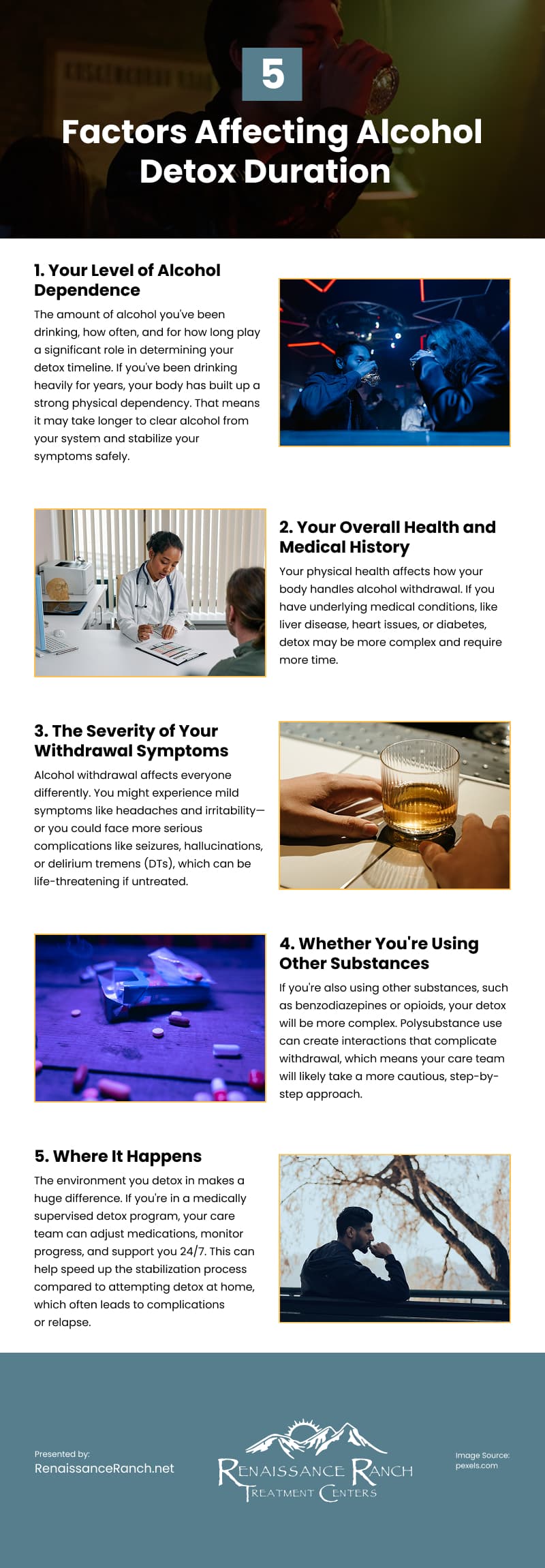 5 Factors Affecting Alcohol Detox Duration Infographic